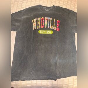 Dark Ash Grey Graphic Tee in Colorful Whoville Print. Comfort colors Tee.